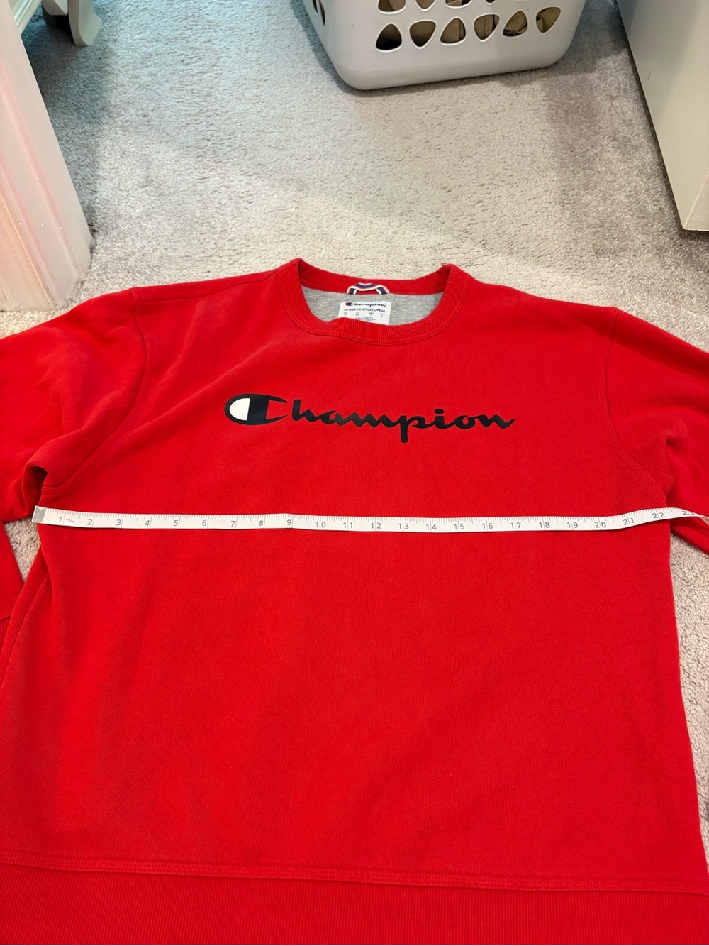Champion Bright Red Crewneck with Script Logo - Picture 4 of 5